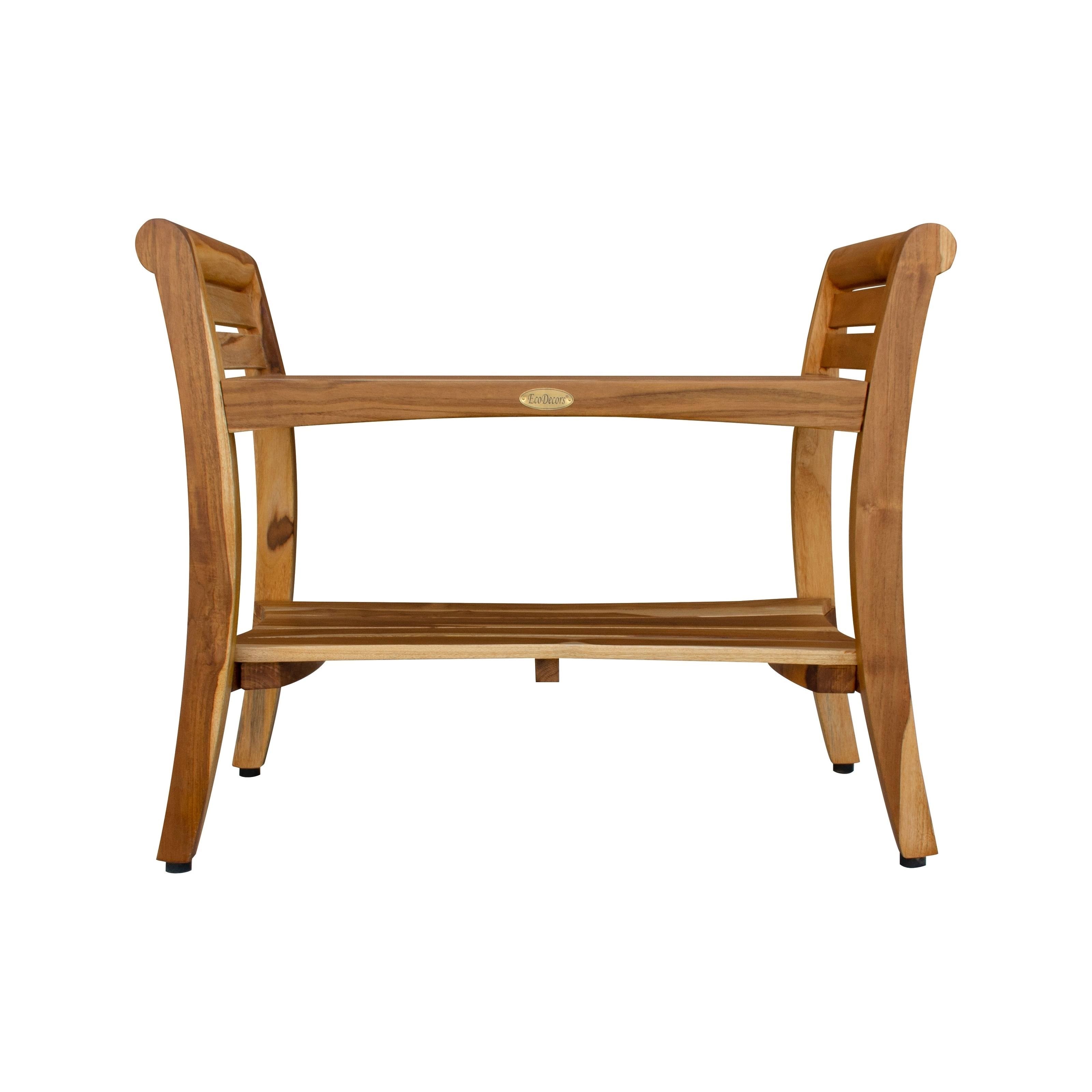 Solid Teak Shower Bench with Shelf L333