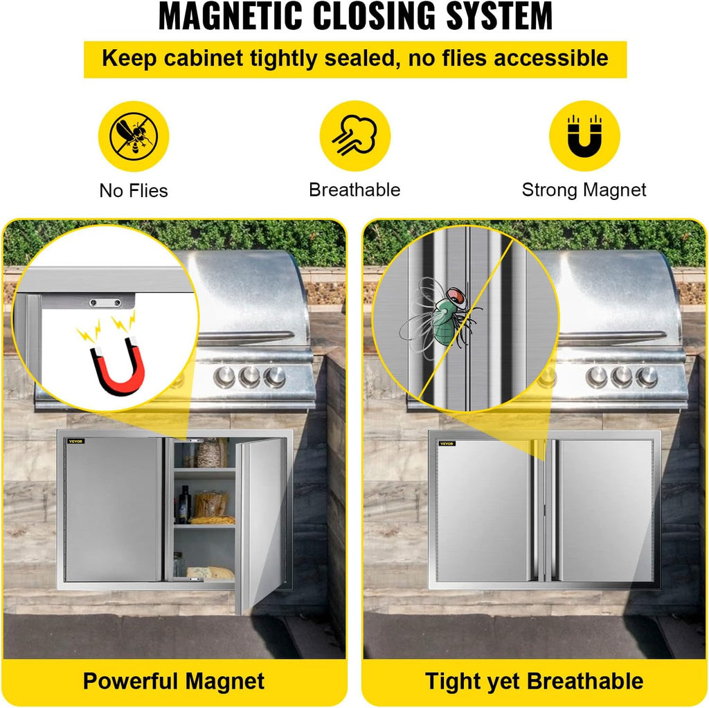 Stainless Steel Double BBQ Door with Recessed Handle M935