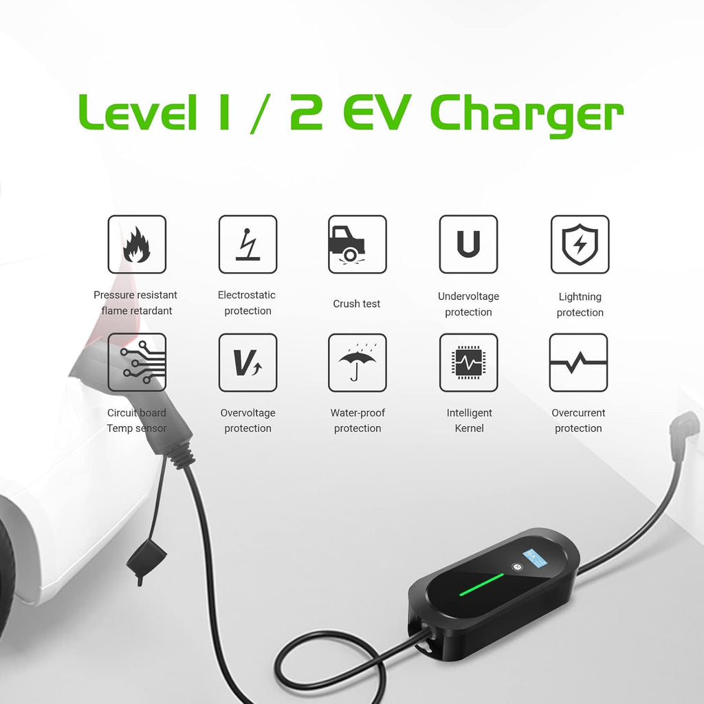 Portable EV Charger with NEMA 6-20 Plug and NEMA 5-15 Adapter F4161