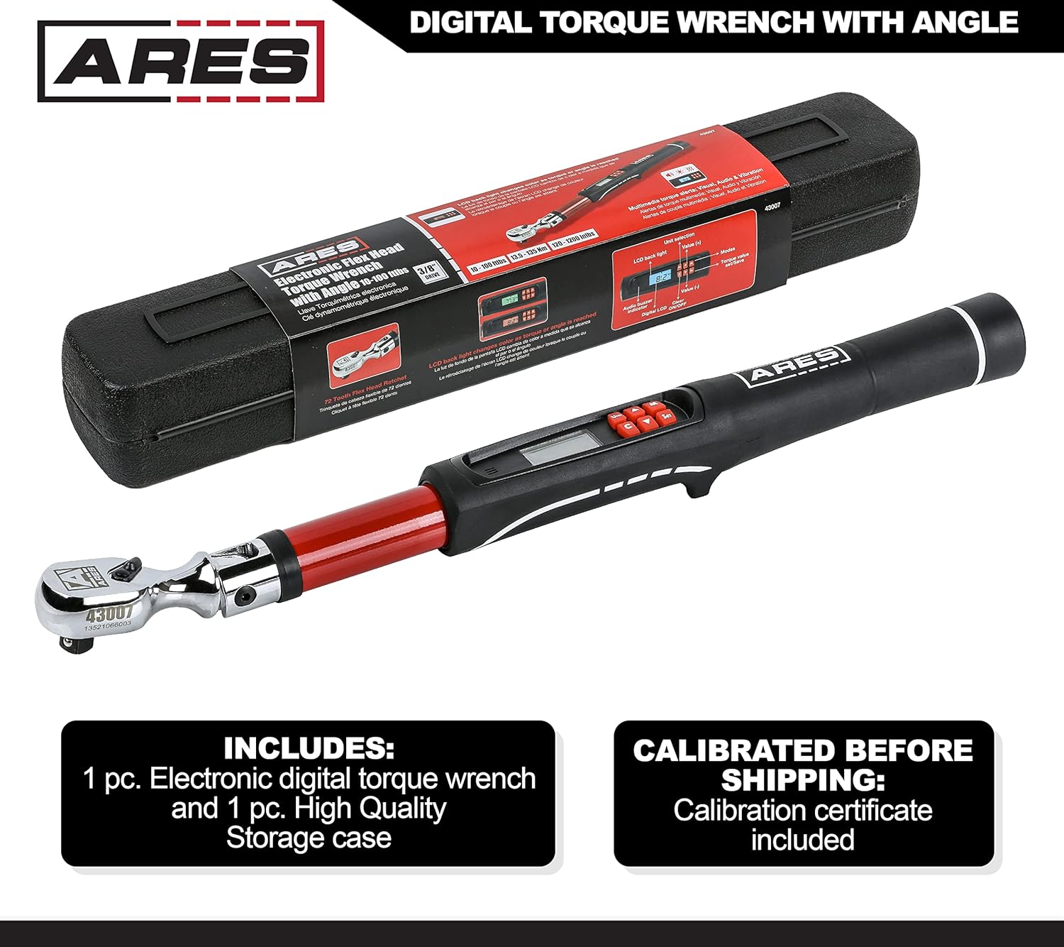 3/8-Inch Drive Flex Head Electronic Digital Torque and Torque Angle Wrench P641281