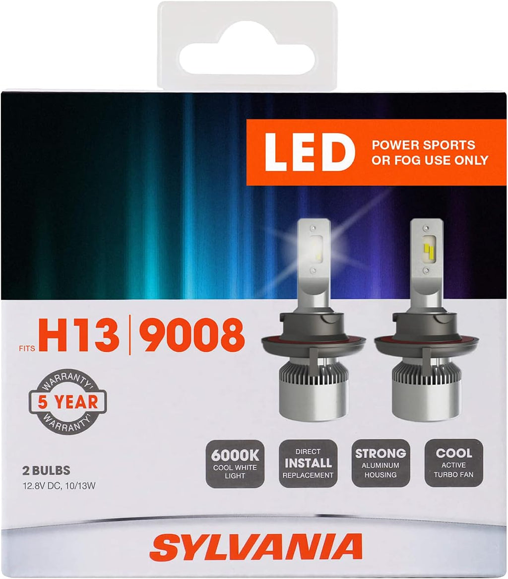 H13 6000K LED Headlight Replacement Bulbs, Cool White (2 Pack) P949