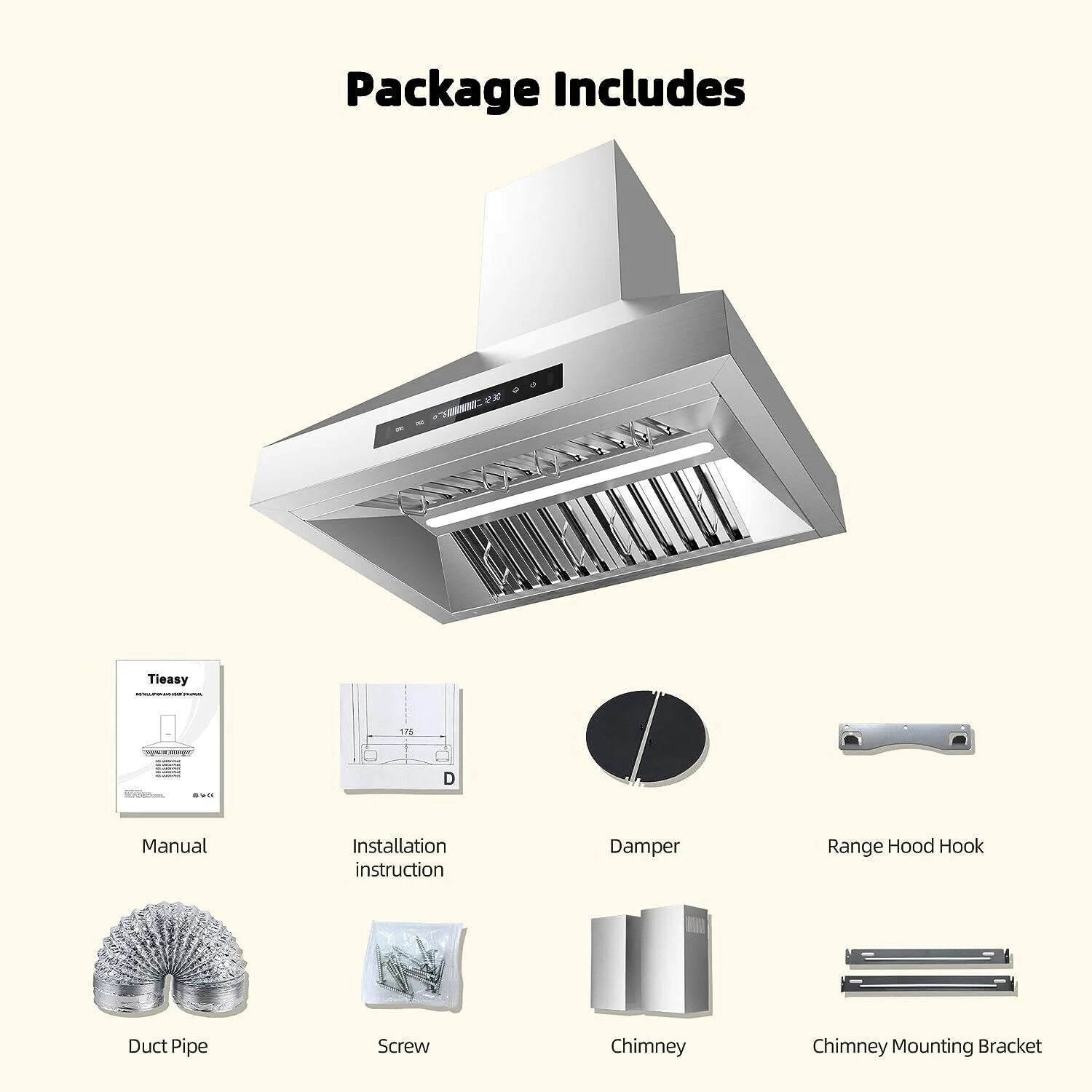 30 inch Wall Mount Range Hood Stainless Steel 900CFM 3-speeds O45859