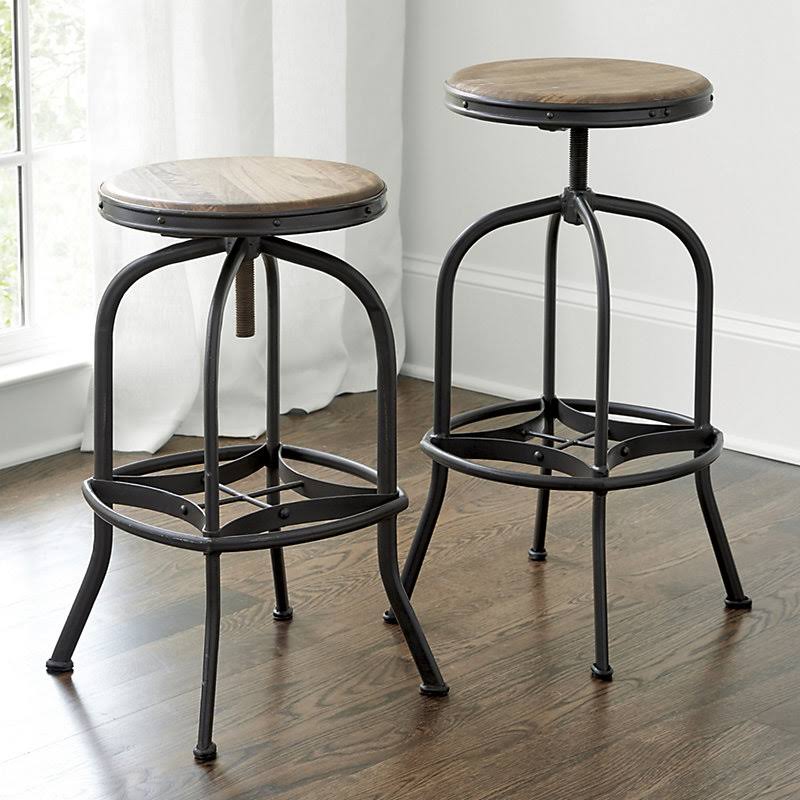 Swivel Barstool Distressed Pecan Seat with Dark Gray Frame J538