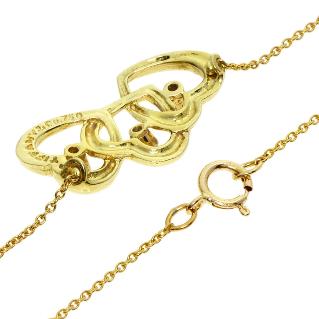 Tiffany Triple Heart Diamond Necklace K18 Yellow Gold Q28888
