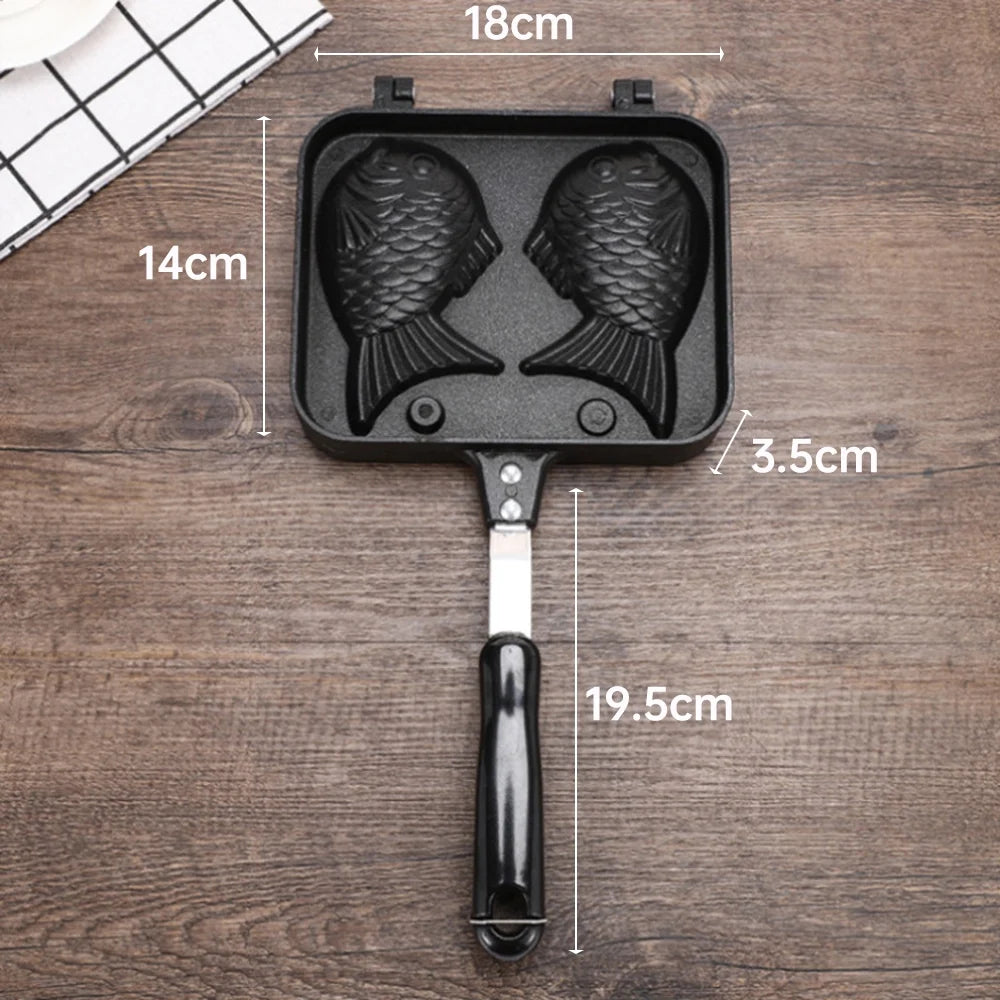 Fish-shaped Non-stick Waffle Iron Aluminum Alloy Mold with Scald Handle T5171