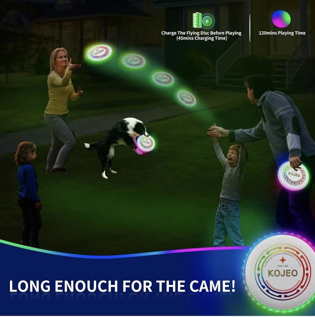 Glow in The Dark LED Flying Disc Toys, Rechargeable, IP65 Waterproof B501866