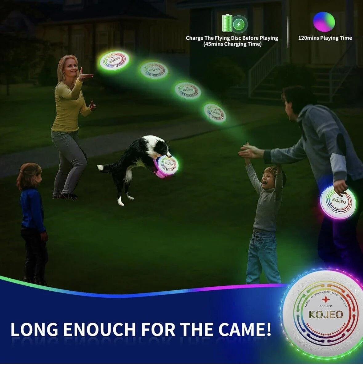 Glow in The Dark LED Flying Disc Toys, Rechargeable, IP65 Waterproof B501866