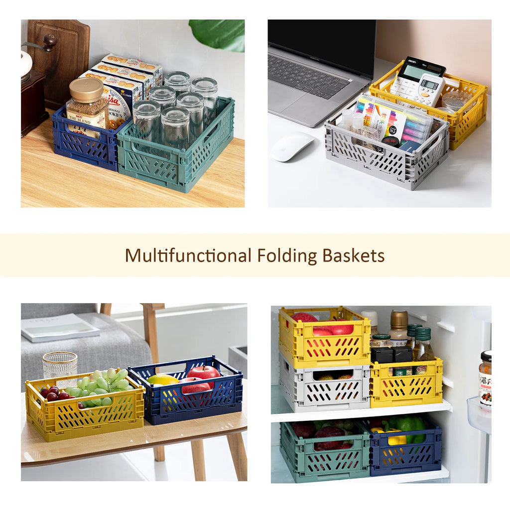 Collapsible Plastic Storage Crates, 6L, Gray, 2 Pack M6941