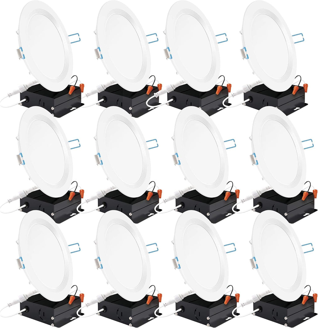 12 Pack 4 Inch Ultra Thin LED Recessed Ceiling Lights Selectable 2700K/3000K/3500K/4000K/5000K Dimmable 10W W313461