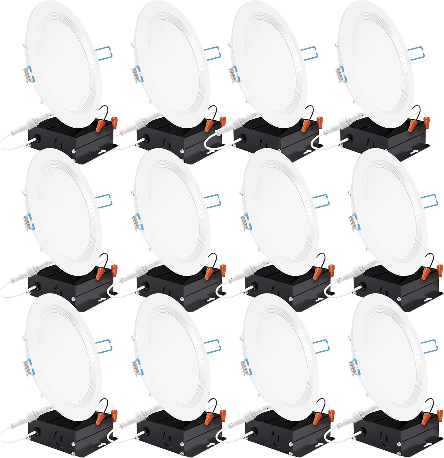 12 Pack 4 Inch Ultra Thin LED Recessed Ceiling Lights Selectable 2700K/3000K/3500K/4000K/5000K Dimmable 10W W313461