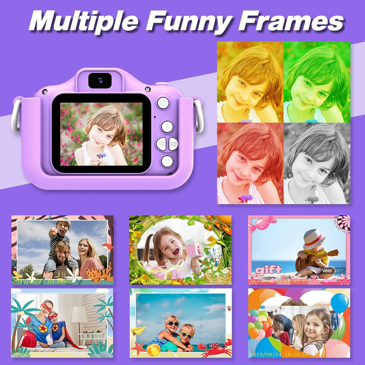 Kids Camera with Cartoon Soft Silicone Cover, 32G SD Card Included H87871