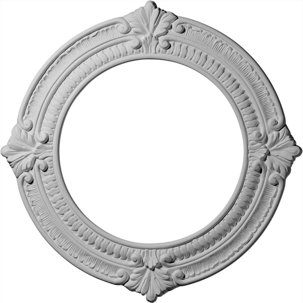 13 1/8x22OD x 8x22ID x 5/8x22P Hand-Painted Green Gold Ceiling Medallion B47567