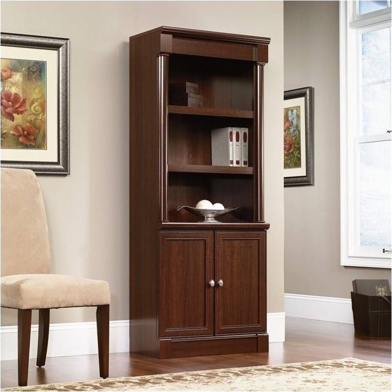 Library Bookcase with Doors in Select Cherry U495