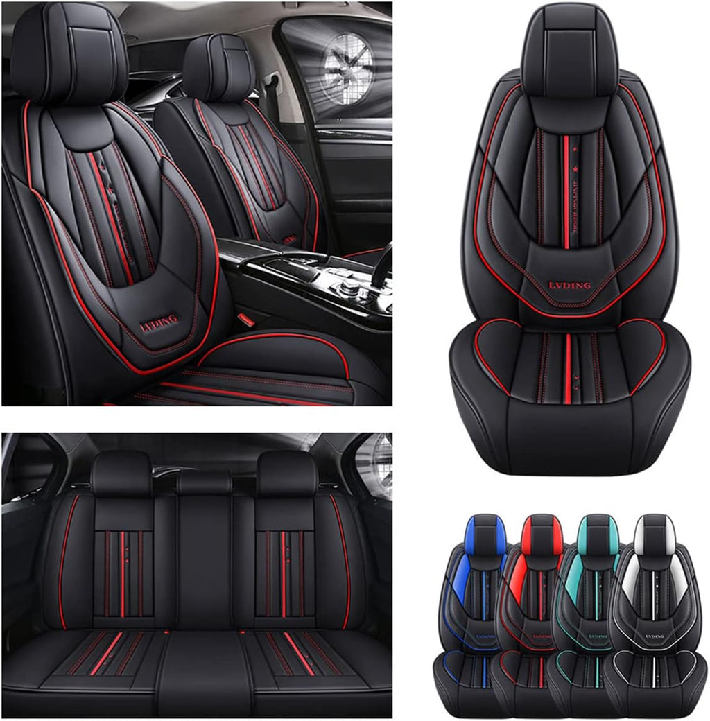 Waterproof PU Leather Car Seat Covers for Front and Rear Seats, Black W183198