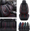 Waterproof PU Leather Car Seat Covers for Front and Rear Seats, Black W183198