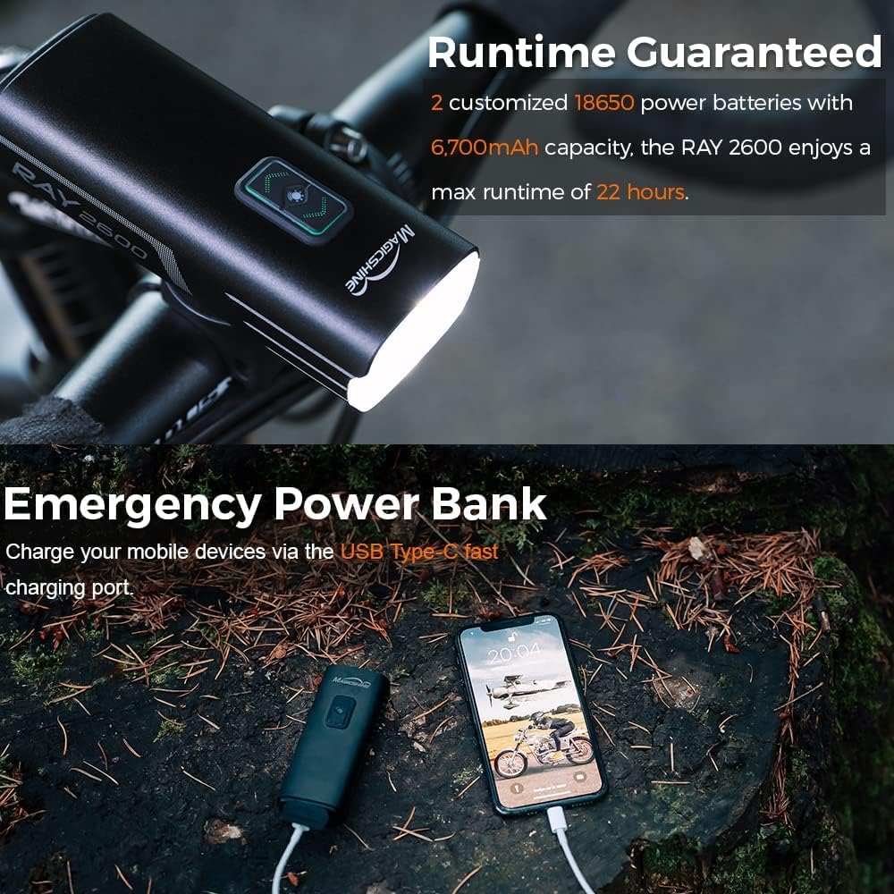2600 Lumen USB-C Rechargeable IPX6 Waterproof Bike Headlight C9747