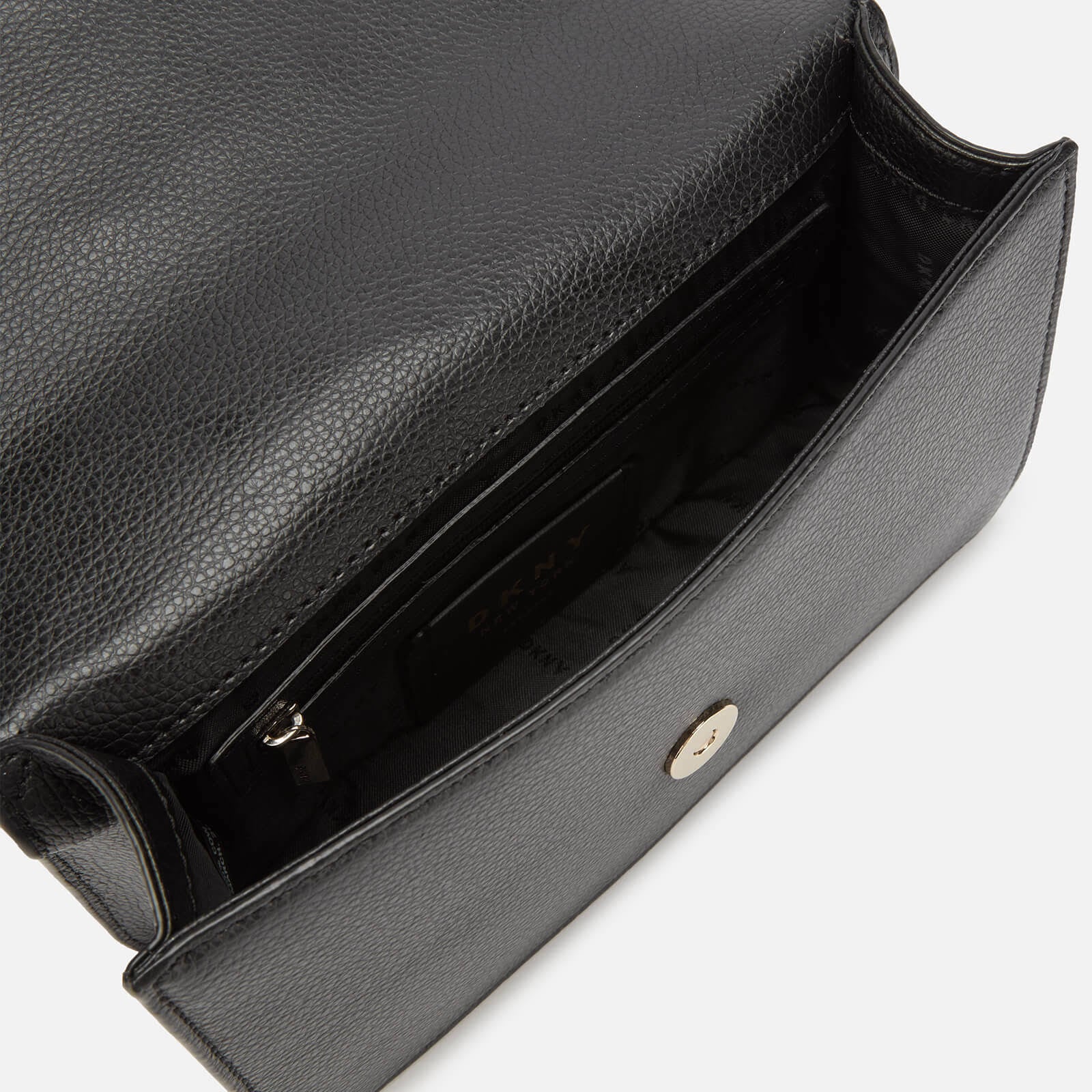 Leather Flap Shoulder Bag Black/Gold O503