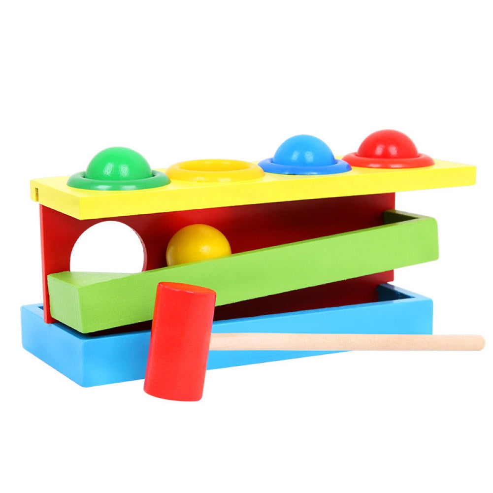 Kid Wooden Color Match Hammering Ball Box Puzzle Game Hand Piling Interactive Toy K581