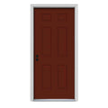 30 in. x 80 in. 6-Panel Red Painted Steel Prehung Right-Hand Inswing Front Door with Brickmould Y923074