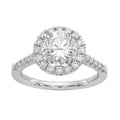 14 Karat White Gold Round Halo Moissanite Engagement Ring L576