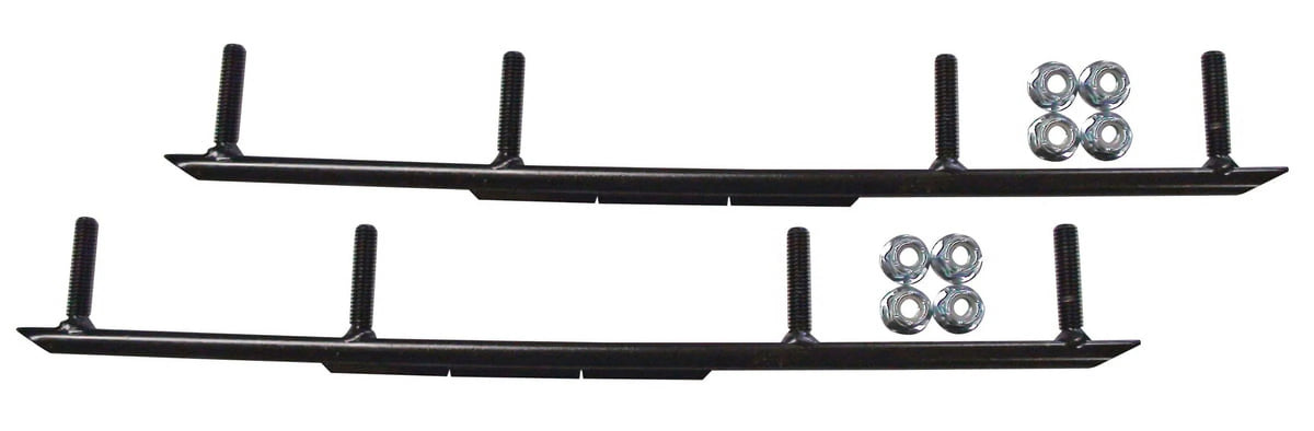 Black XCS Snowmobile Skis with 10" Round Bars Complete Kit S437376