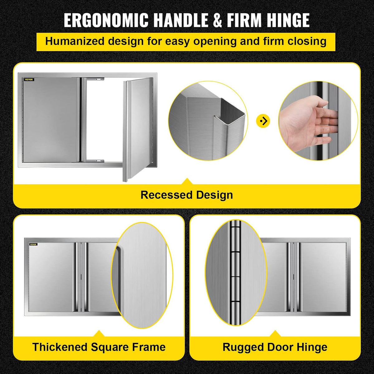 Stainless Steel Double BBQ Door with Recessed Handle M935