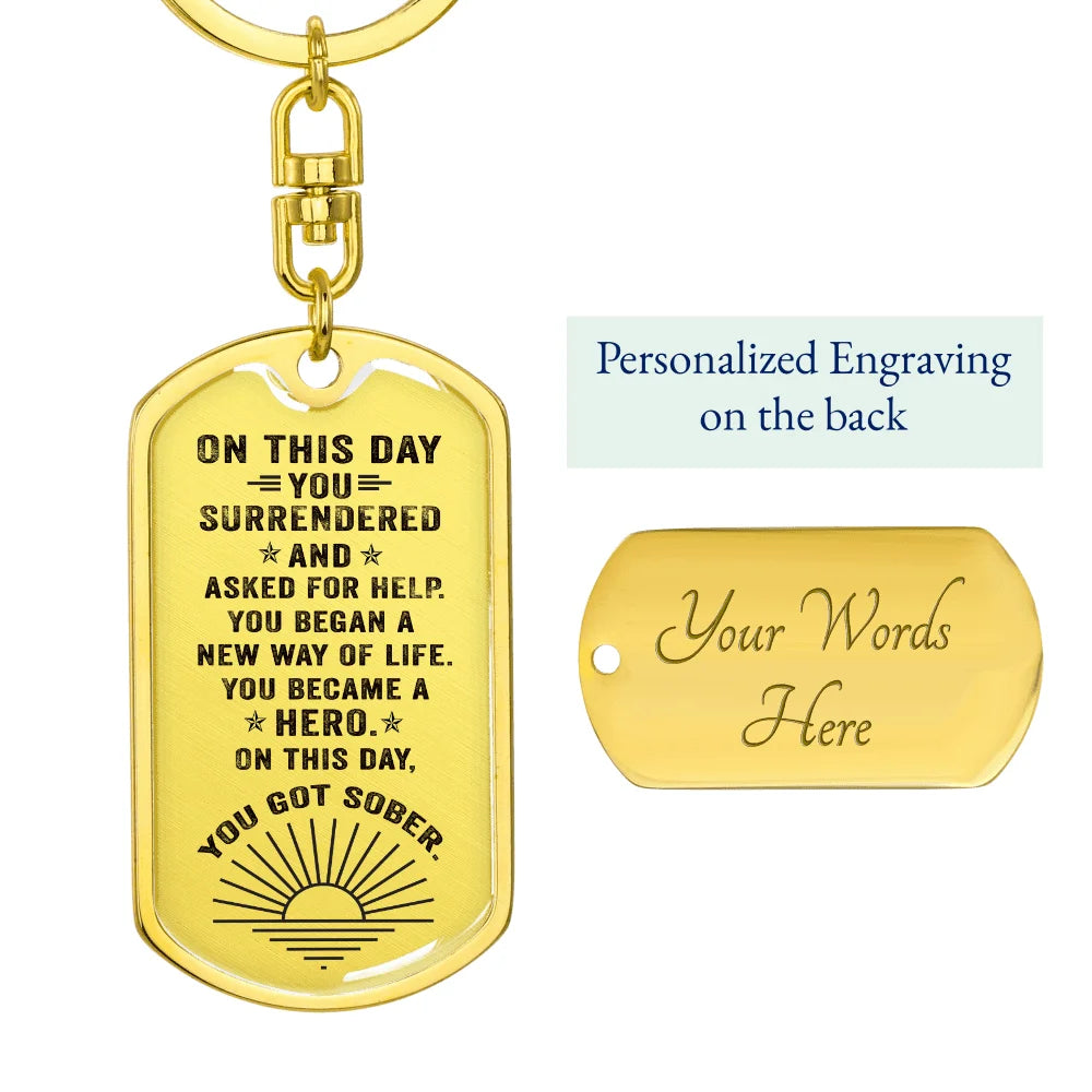 18k Gold Finish Steel Anniversary Keychain Q33877