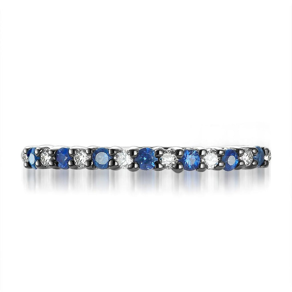 Diamond and Sapphire Wedding Band on 10k White Gold K247263