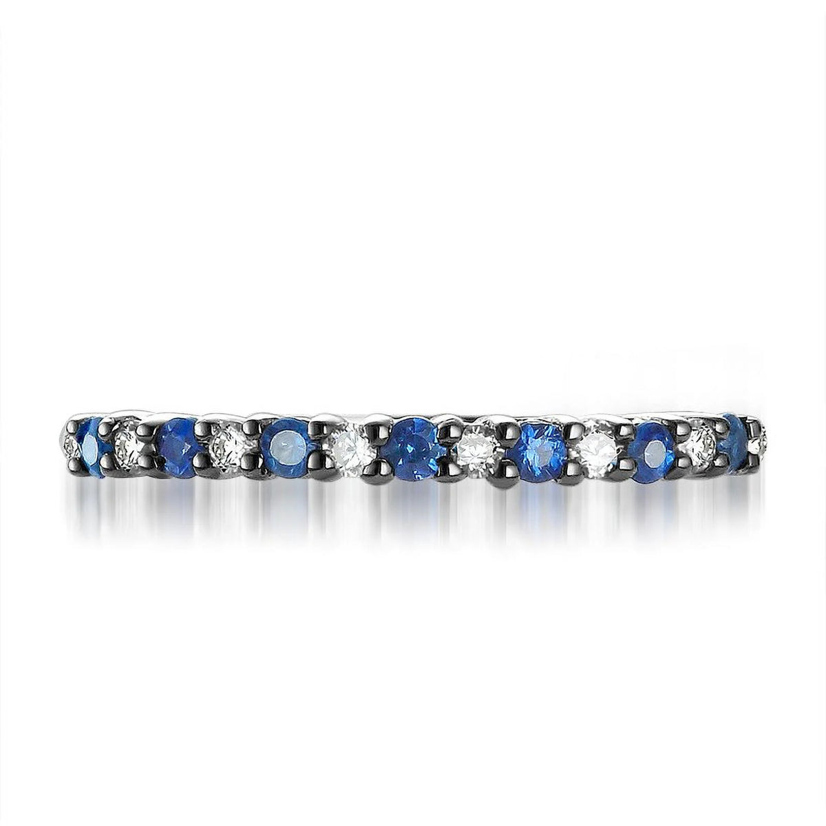Diamond and Sapphire Wedding Band on 10k White Gold K247263