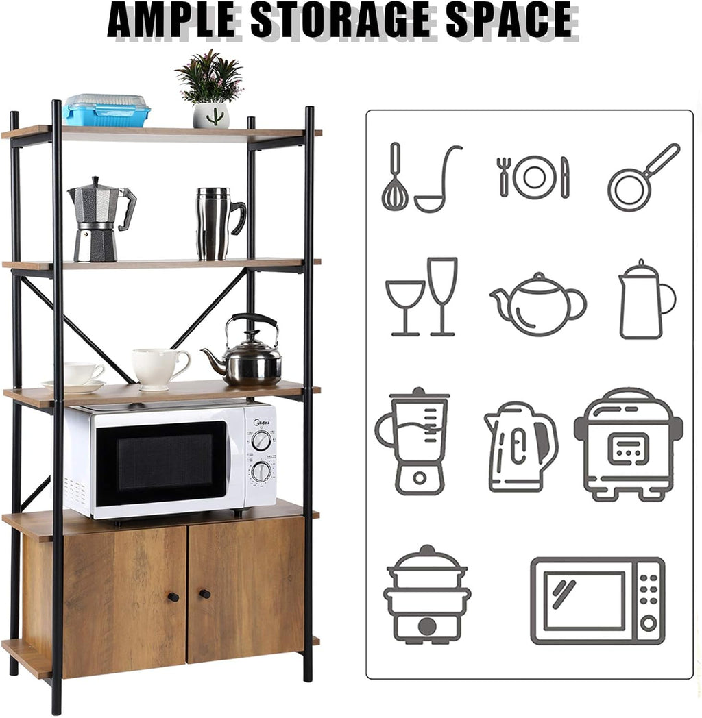 Industrial 4-Tier Microwave Oven Stand with Cabinet Q269353