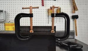 Drop Forged C-Clamp, 12 in. Capacity, 6-1/4 in. Throat Depth, Hi-Vis Yellow Frame with Copper Plated Spindle O139083