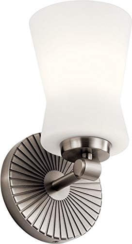 9.5 Inch 1 Light Wall Sconce with Satin Etched Cased Opal Glass in Brushed Natural Brass S598379