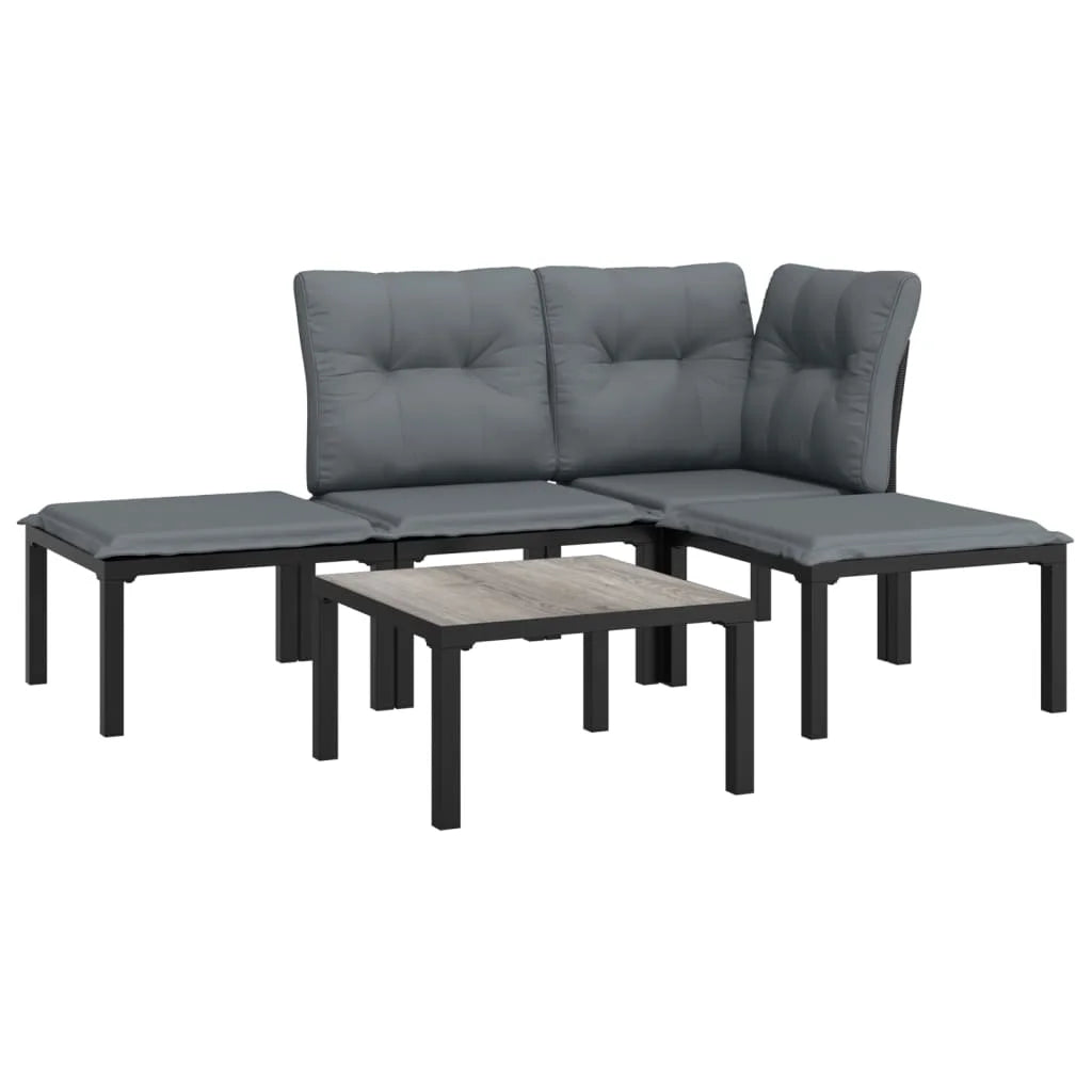 5 Piece Outdoor Patio Furniture Set with Dark Gray Seat and Back Cushions P62402