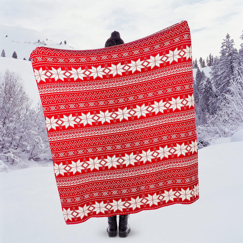 Red/Ivory Scandi Print Throw L4017