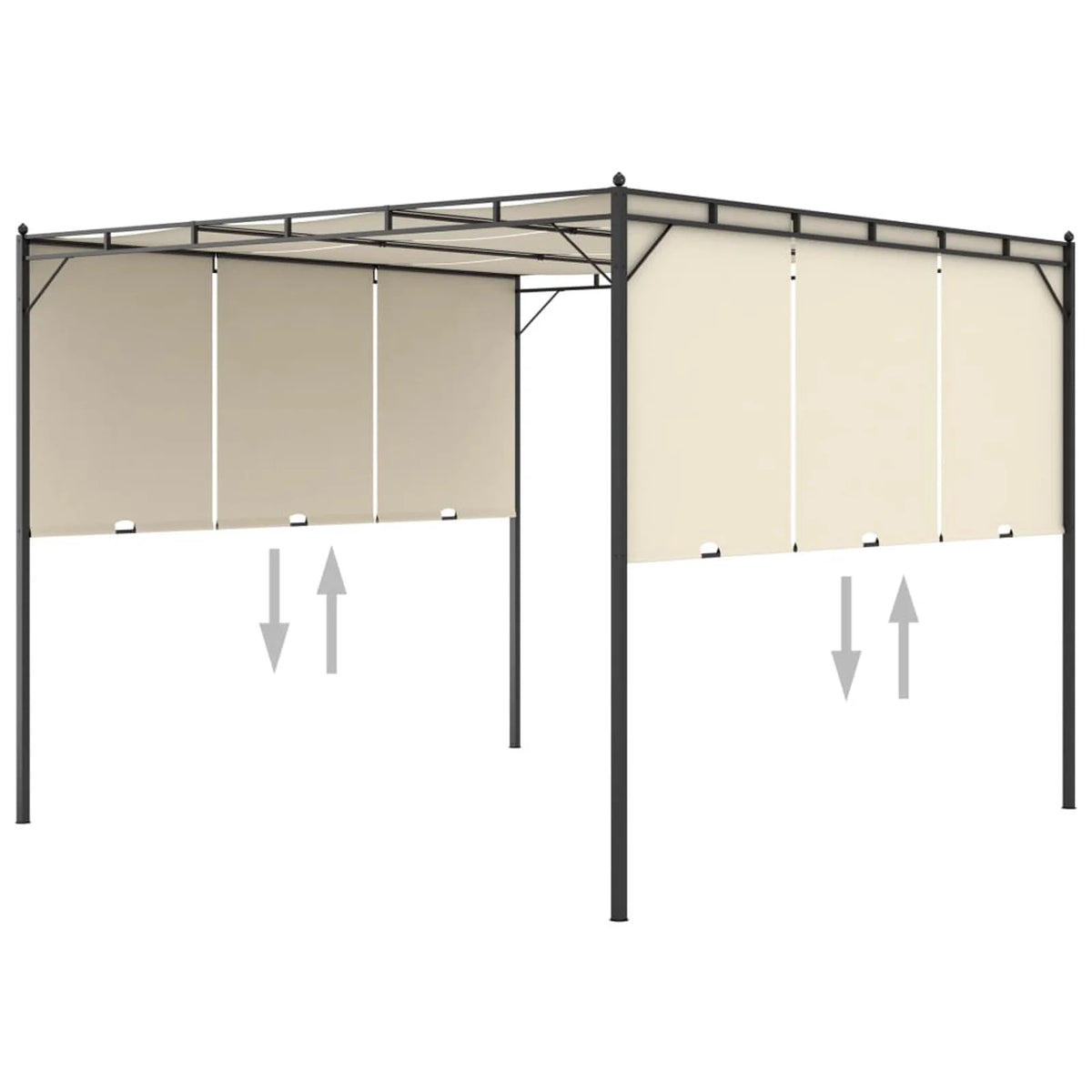 Cream Steel Frame Garden Gazebo with Side Curtain Canopy Tent I605802