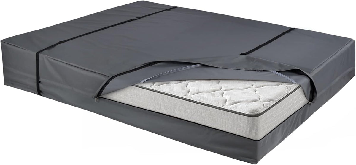 Full Gray Canvas Mattress Bag with Zipper and Straps D1202