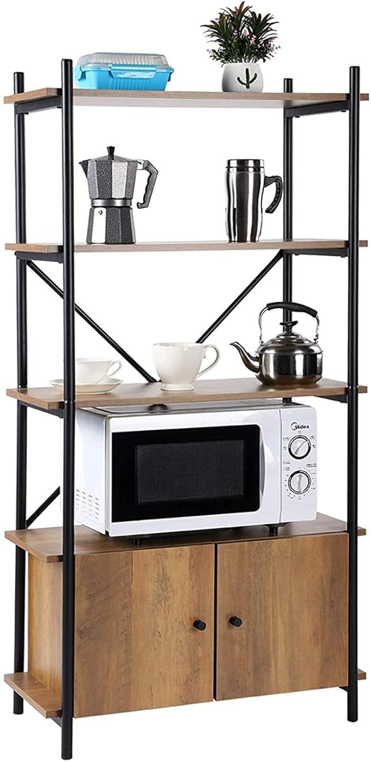 Industrial 4-Tier Microwave Oven Stand with Cabinet Q269353