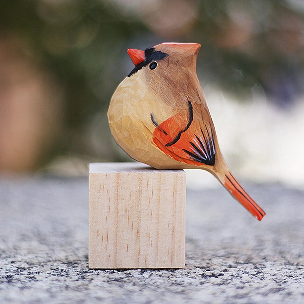 Red Wood Bird Figurine U5498