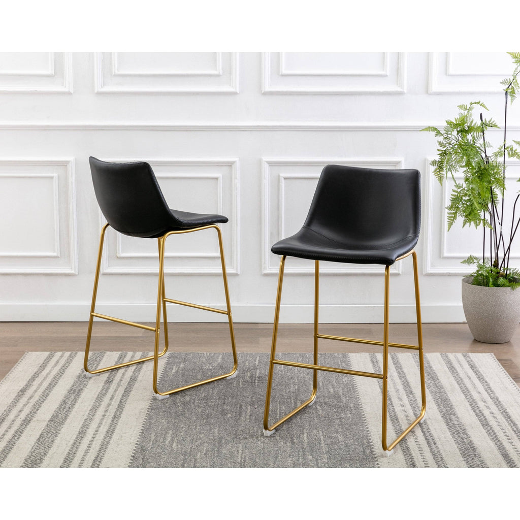 Charcoal Faux Leather Bar Stool Set of 2 U1386
