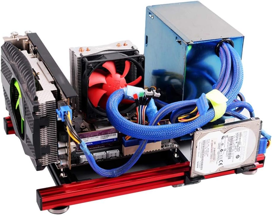 Red Open Aluminum Frame Motherboard Chassis Z964