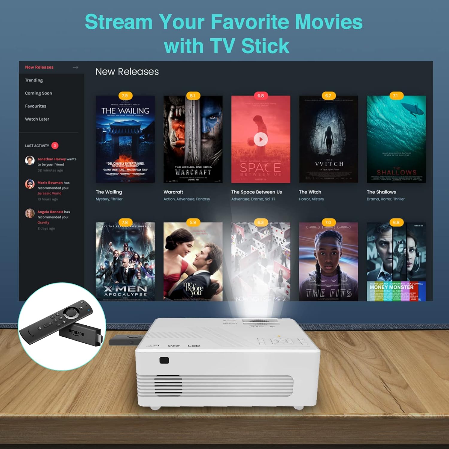 7500 Lumens WiFi Mini Projector with Tripod C600778