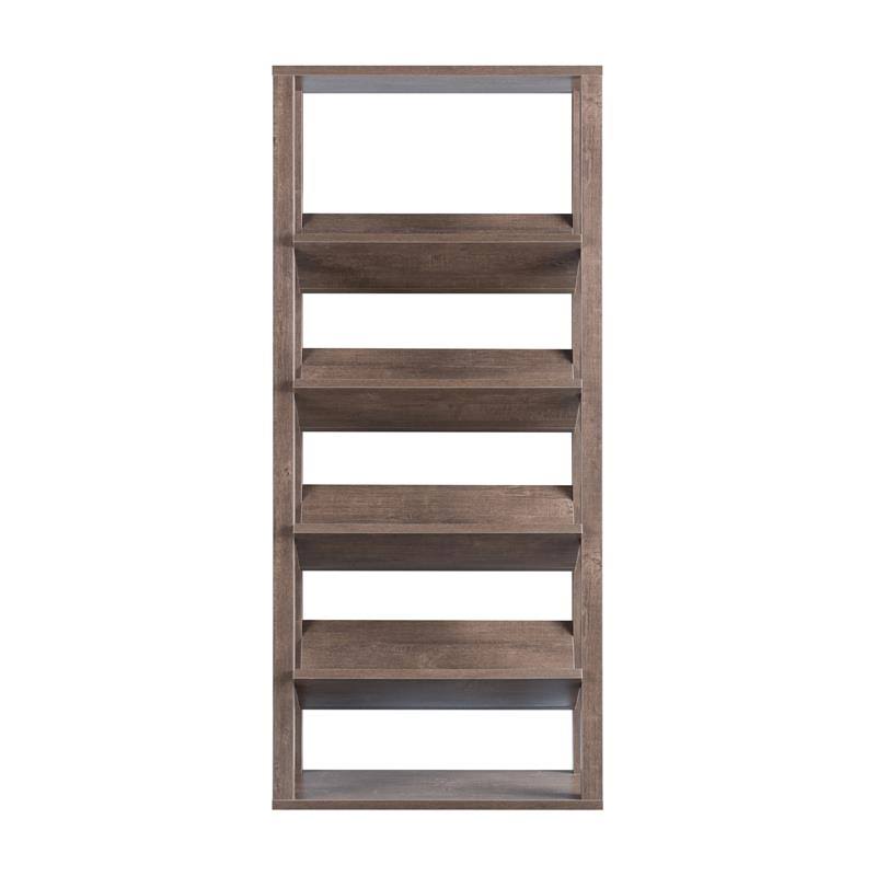 Walnut Wood 5-Shelf Etagere Bookcase U5500