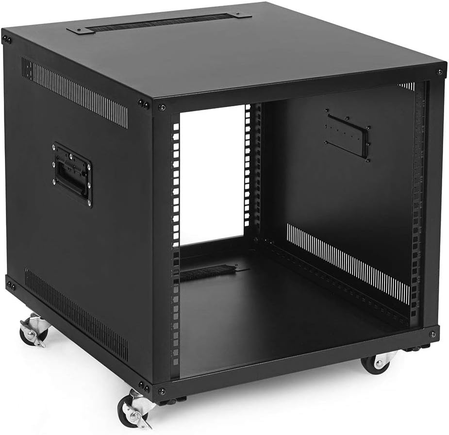 9U Portable Rolling Network Rack with Adjustable Depth P7579