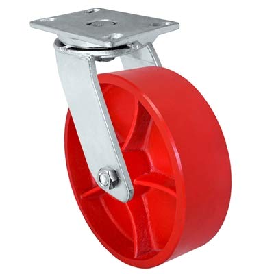 10 x 3 Heavy Duty Swivel Caster with Red Ductile Steel Wheel H404
