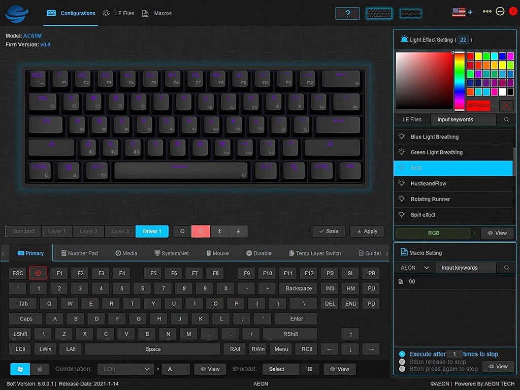 Black 61 Keys Mechanical Gaming Keyboard with Aluminum Case Q90824