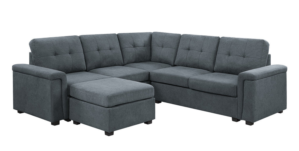 Gray Fabric Sectional Sofa Set with Ottoman S429953