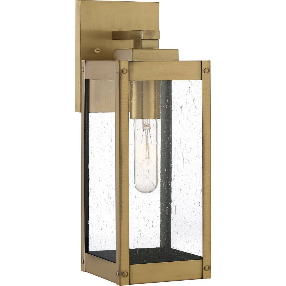 14.25 inch Outdoor Wall Lantern Antique Brass Finish with Clear Seedy Glass E626603