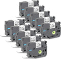 10 Pack Black on White Laminated Label Tape for Brother Ptouch Label Maker M2018