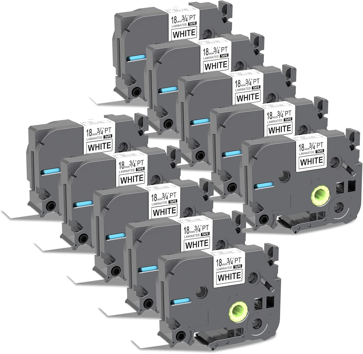 10 Pack Black on White Laminated Label Tape for Brother Ptouch Label Maker M2018