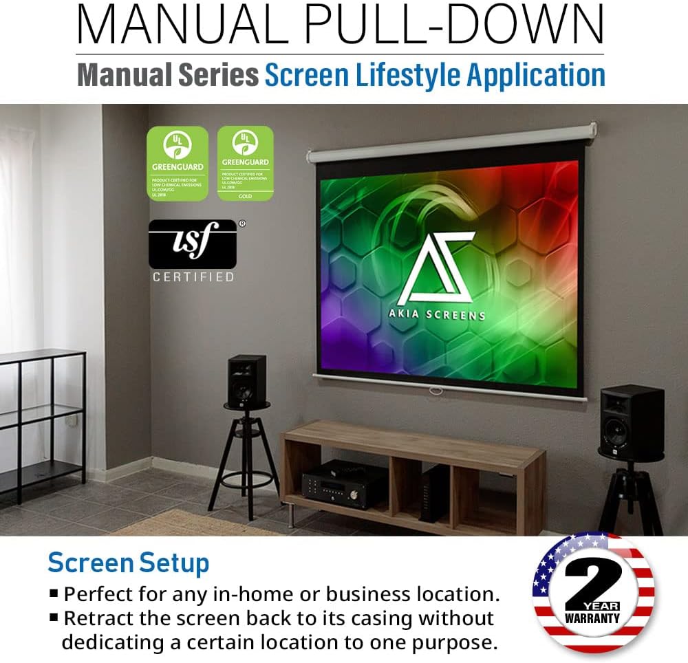 110 inch Pull Down Projector Screen 16:9 White B8936